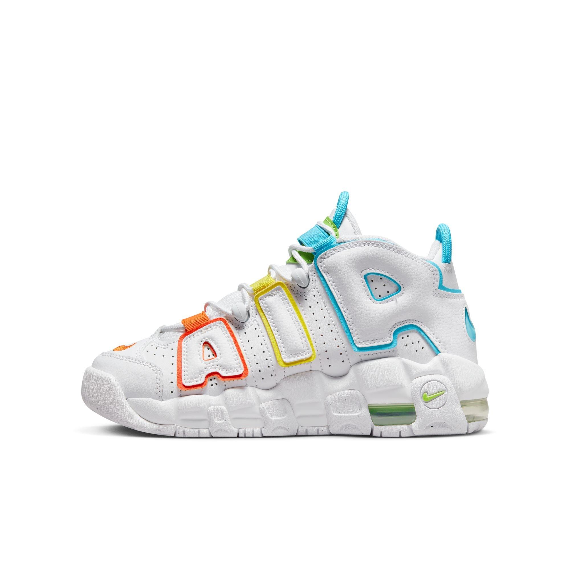 Nike Air More Uptempo White Baltic Blue Optic Yellow Grade School Kids Shoe
